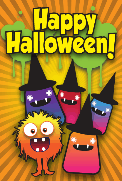 Monster Witch Party Halloween Card Greeting Card