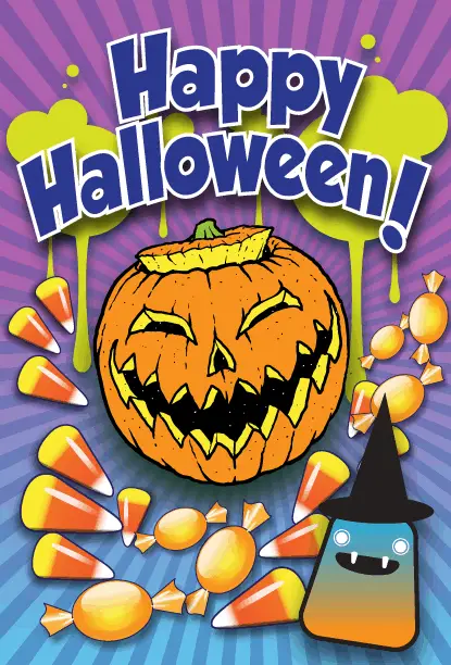 Jack O Lantern Candy Halloween Card Greeting Card