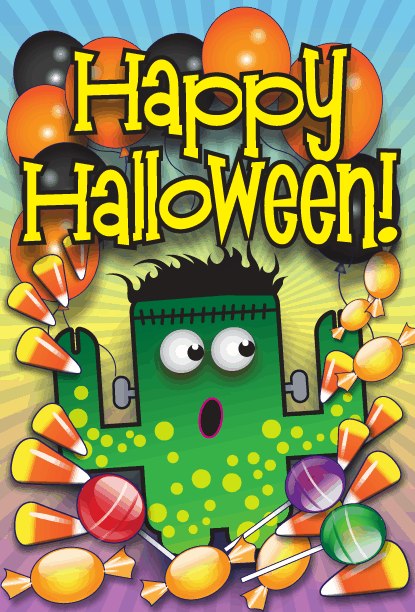 Frankenstein Candy Halloween Card Greeting Card