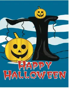 Halloween Card with Tree and Pumpkin Greeting Card