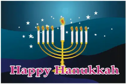 Hanukkah Card with Menorah and Stars Greeting Card