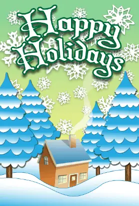 Happy Holidays Winter House Card Greeting Card