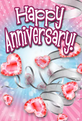 Heart-shaped Jewels Anniversary Card Greeting Card