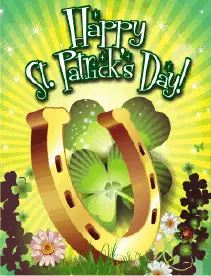 Horseshoe and Shamrocks Small St Patrick's Day Card Greeting Card