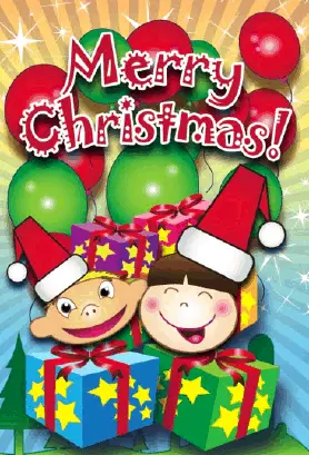 Kids and Gifts Christmas Card Greeting Card