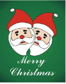 Christmas Card with Two Santas (small) Greeting Card