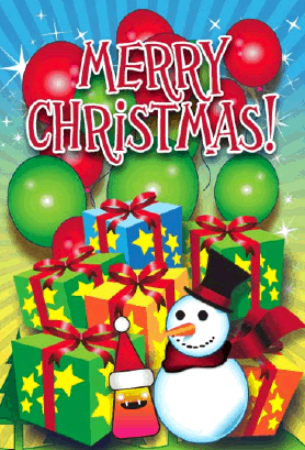 Monster Snowman Gifts Balloons Christmas Card Greeting Card