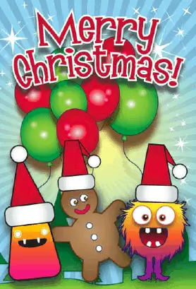 Monsters Balloons Gingerbread Christmas Card Greeting Card