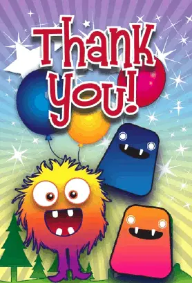 Monsters Thank You Card Greeting Card