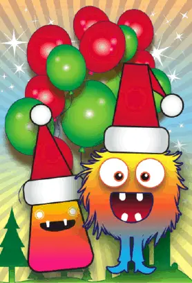 Monsters and Balloons Christmas Card Greeting Card