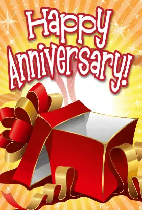 Red Gift Box Opened Anniversary Card Greeting Card