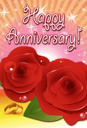 Roses and Rings Anniversary Card Greeting Card