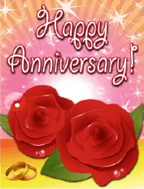 Roses and Rings Small Anniversary Card Greeting Card