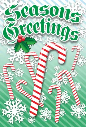 Seasons Greetings Candycane Card Greeting Card