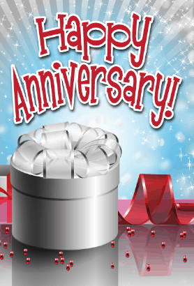 Silver Gift Red Beads Anniversary Card Greeting Card