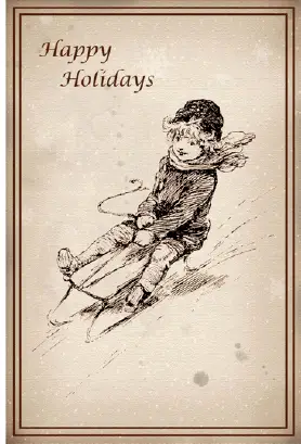 Sledding Happy Holidays Card Greeting Card