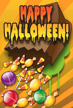 Spilled Bag of Candy Halloween Card Greeting Card
