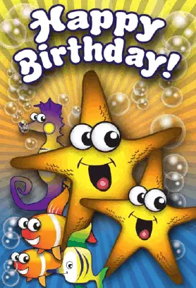 Starfish Fish Seahorse Birthday Card Greeting Card