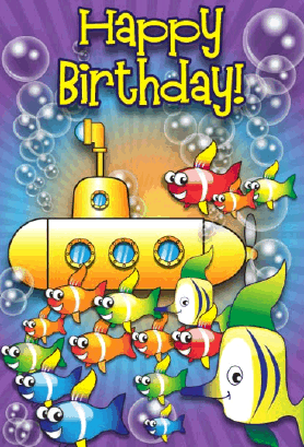 Submarine and Fish Birthday Card Greeting Card