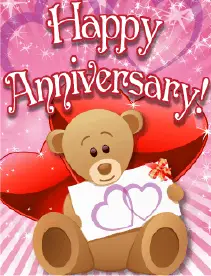 Teddy Bear with Hearts Small Anniversary Card Greeting Card