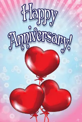 Three Heart Balloons Anniversary Card Greeting Card