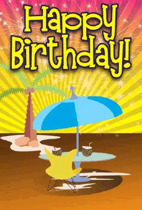 Tropical Umbrella Birthday Card Greeting Card