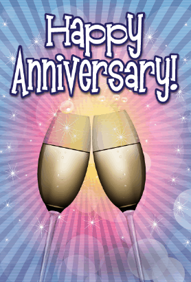 Two Champagne Flutes Anniversary Card Greeting Card
