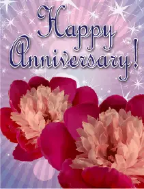 Two Flowers Small Anniversary Card Greeting Card