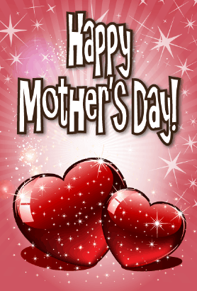 Two Sparkling Hearts Mother's Day Card Greeting Card