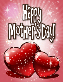 Two Sparkling Hearts Small Mother's Day Card Greeting Card
