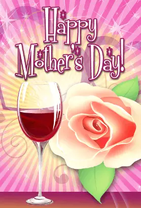 Wine and Rose Mother's Day Card Greeting Card