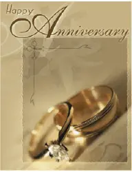 Anniversary Card with Gold Rings (small) Greeting Card