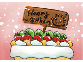 Birthday Card with Dessert (small) Greeting Card