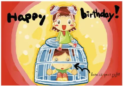 Birthday Card with Girl and Boy Greeting Card