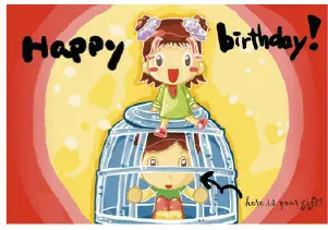 Birthday Card with Girl and Boy (small) Greeting Card