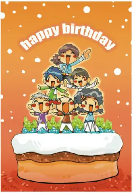 Birthday Card with Kids on a Cake Greeting Card