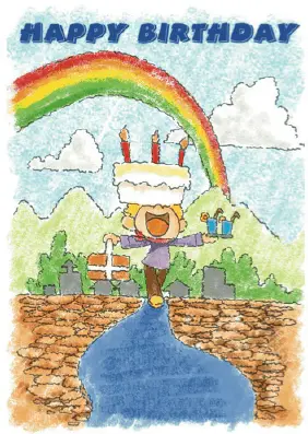 Birthday Card with Rainbow Cake Greeting Card