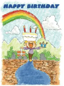 Birthday Card with Rainbow Cake (small) Greeting Card