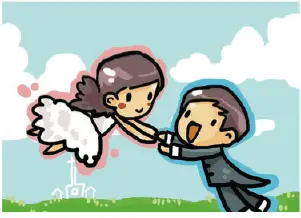 Wedding Card with Groom Swinging Bride (small) Greeting Card